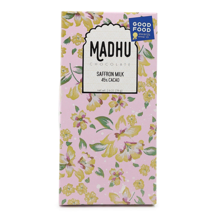 Madhu Chocolate 45% Milk Chocolate with Saffron