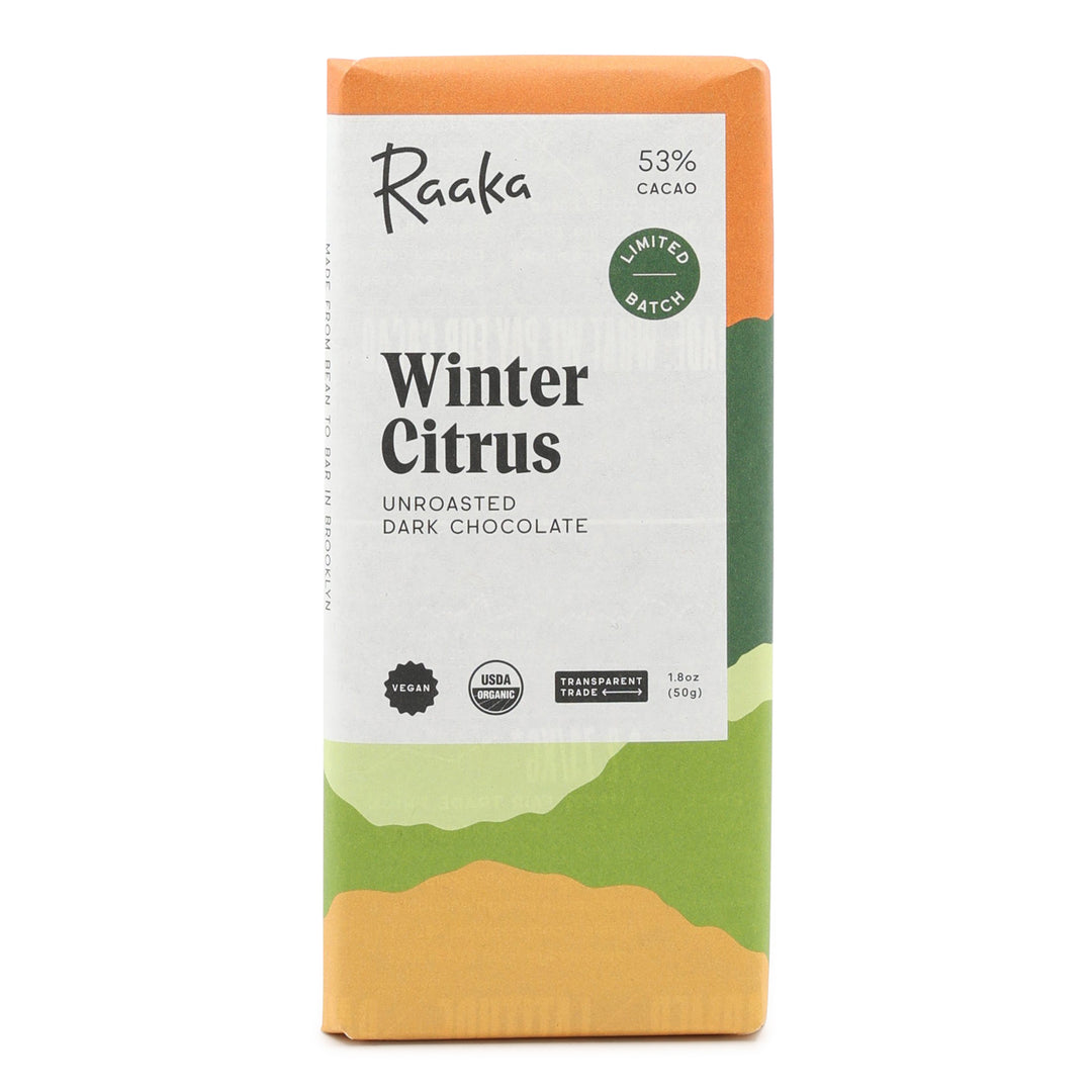 Raaka 53% Dark Milk Chocolate with Winter Citrus