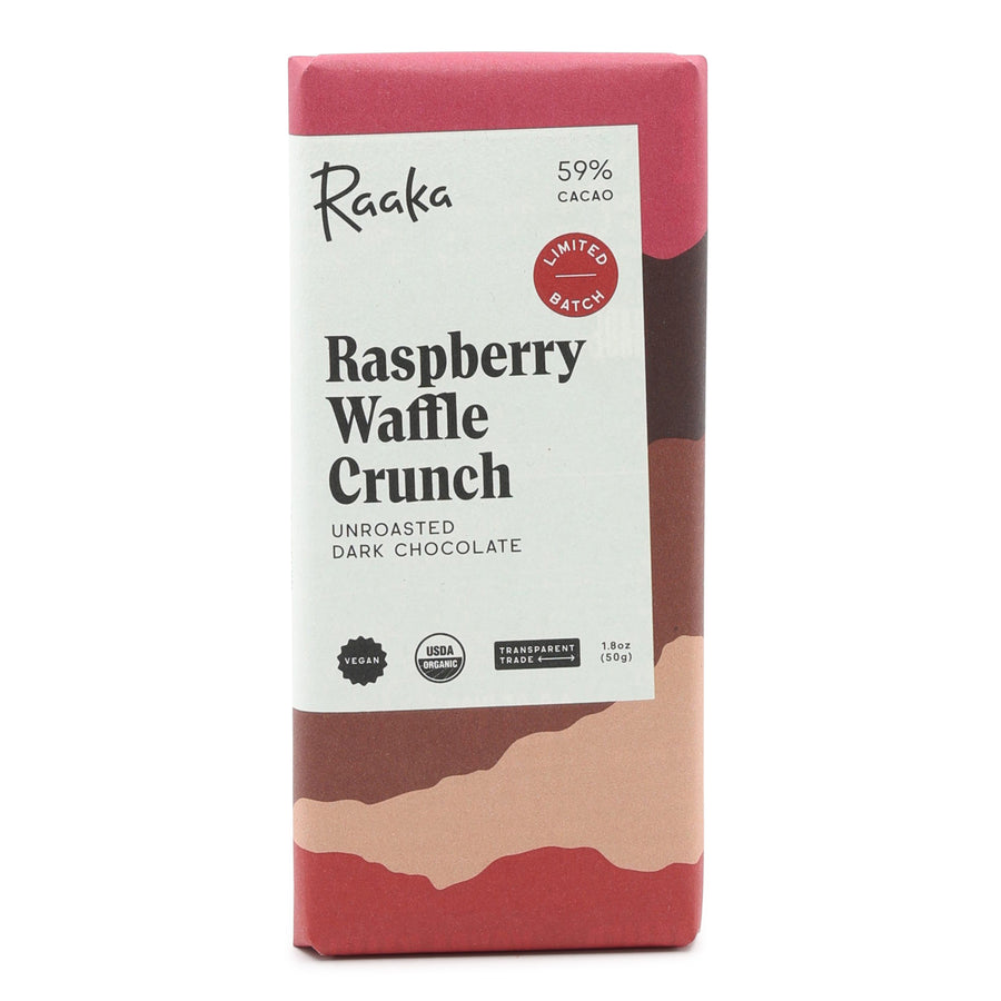 Raaka 60% Dark Chocolate with Raspberry and Waffle Cones