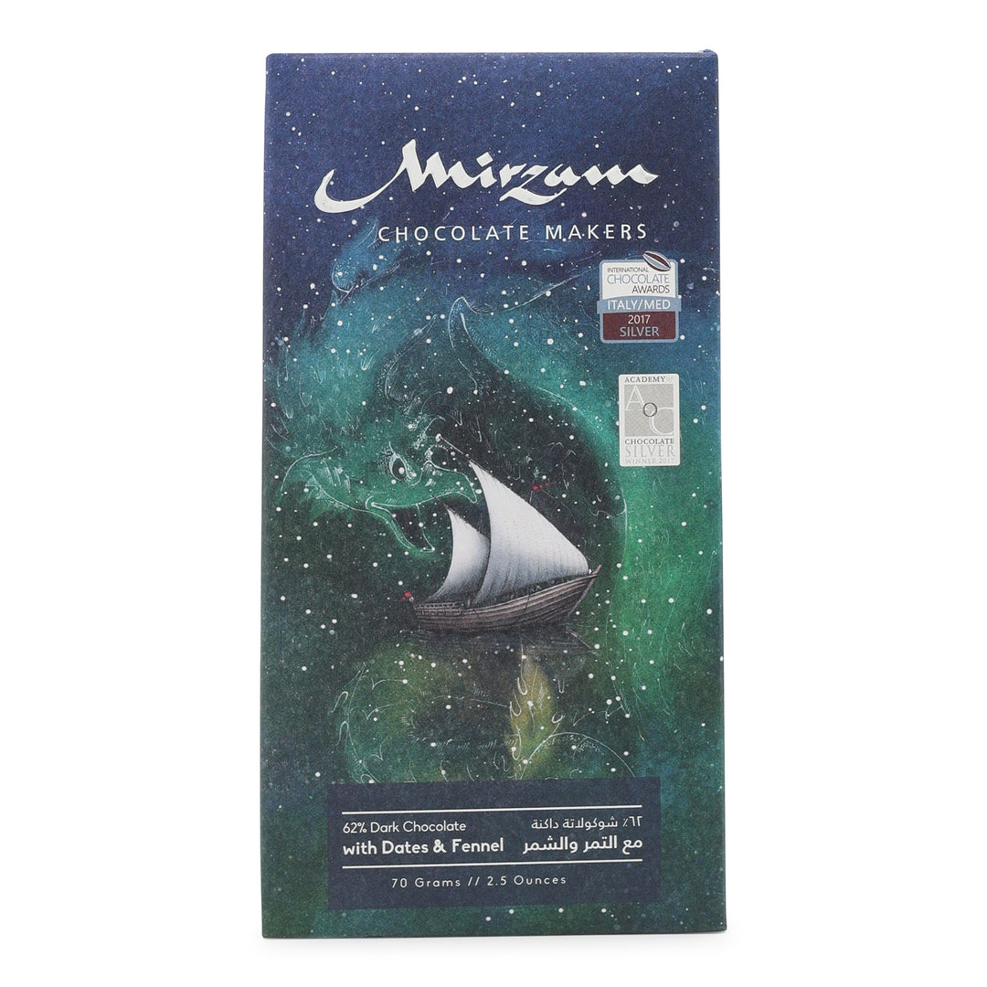 Mirzam 62% Dark Chocolate with Dates and Fennel