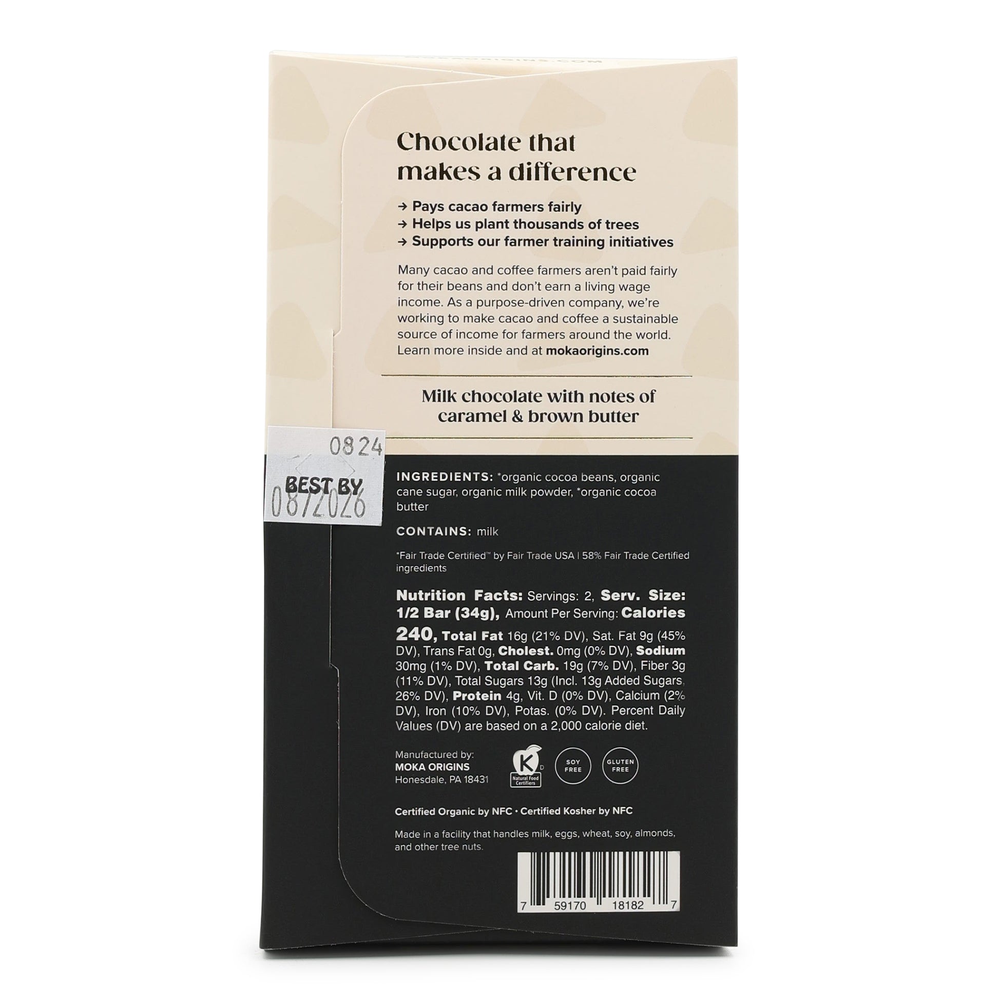 Moka Origins 58% Dark Milk Chocolate back