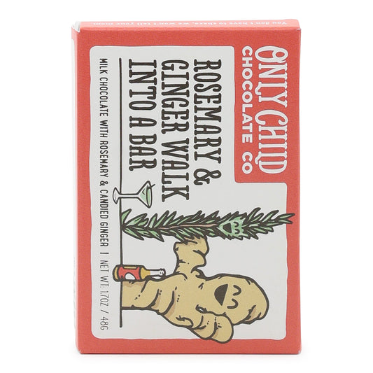 Only Child Rosemary and Ginger Walk into a Bar Milk Chocolate with Rosemary and Candied Ginger