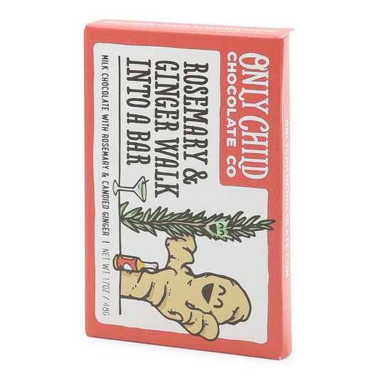 Only Child Rosemary and Ginger Walk into a Bar Milk Chocolate with Rosemary and Candied Ginger