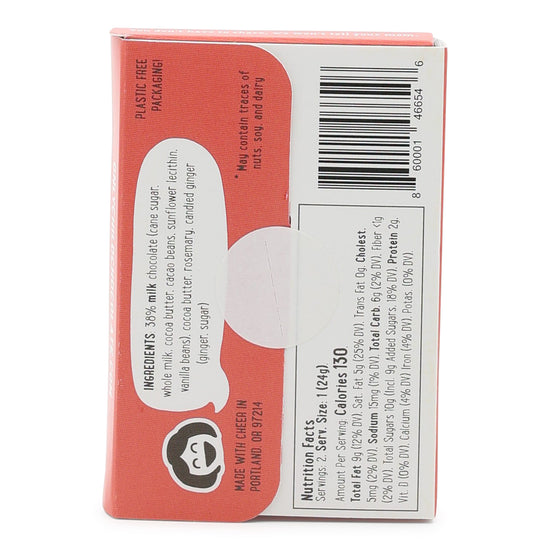 Only Child Rosemary and Ginger Walk into a Bar Milk Chocolate with Rosemary and Candied Ginger back