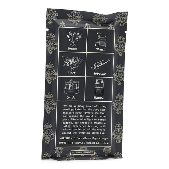 Seahorse Chocolate Belize 75% Dark Chocolate back