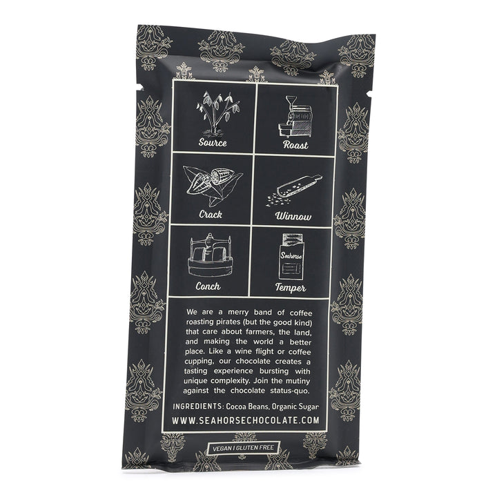 Seahorse Chocolate Belize 75% Dark Chocolate back