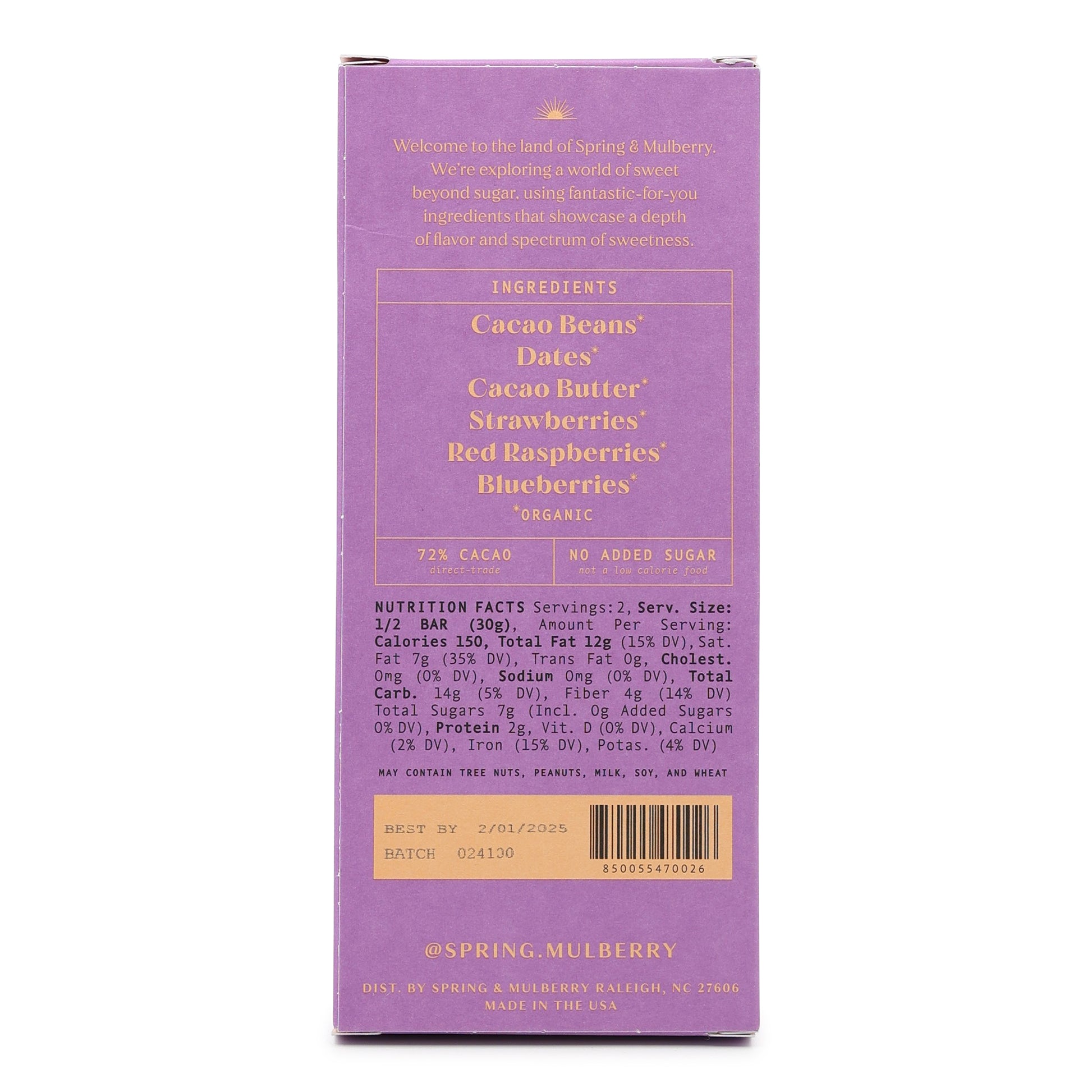 Spring and Mulberry Dark Chocolate with Mixed Berries back