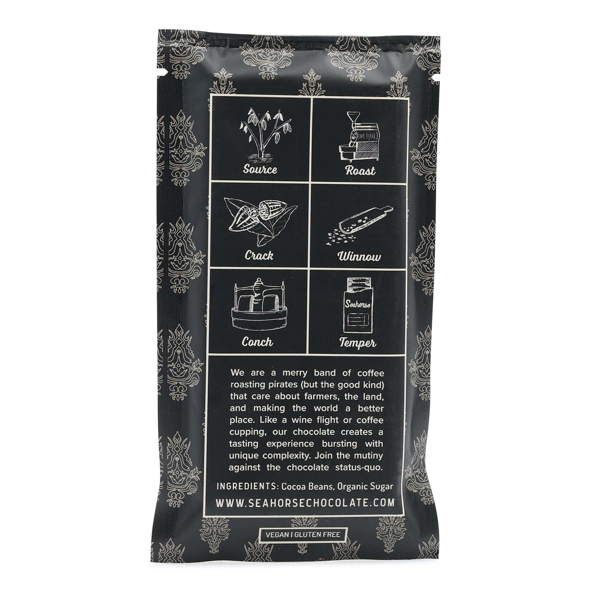 Seahorse Chocolate Indonesia 75% Dark Chocolate Back