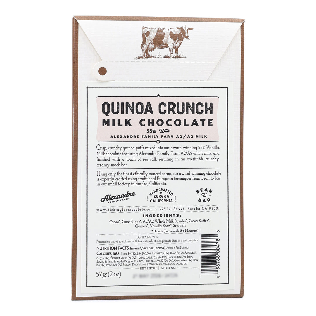 Dick Taylor 55% Quinoa Crunch Milk Chocolate back