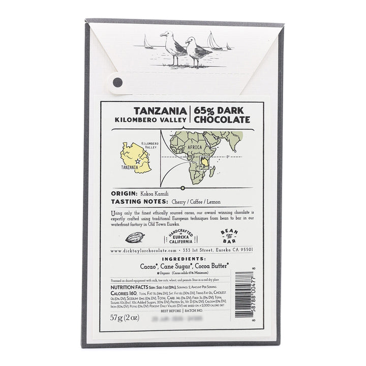 Dick Taylor Kilombero Tanzania 65% Dark Chocolate back