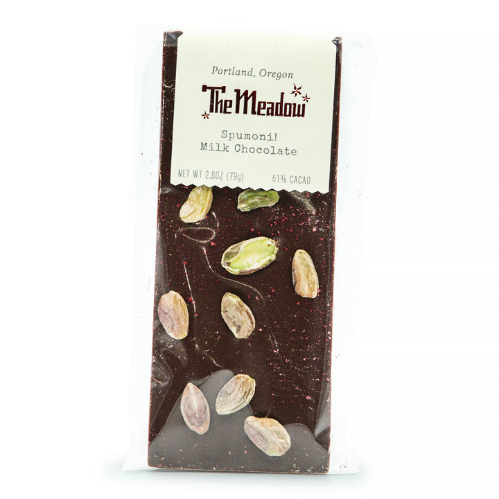 Image of the front of The Meadow Spumoni Milk Chocolate