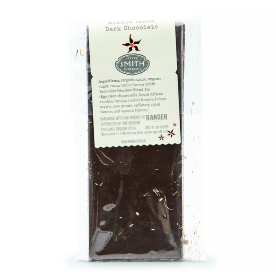 Image of the back of The Meadow Dark Chocolate with Meadow Blend No. 67