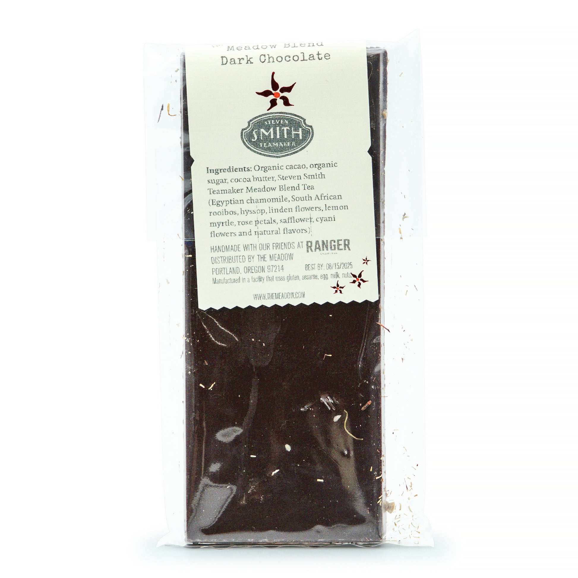 Image of the back of The Meadow Dark Chocolate with Meadow Blend No. 67