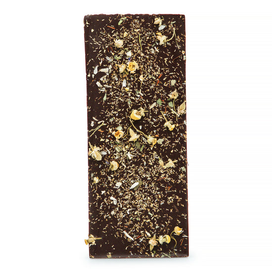 Image of a wrapperless The Meadow Dark Chocolate with Meadow Blend No. 67