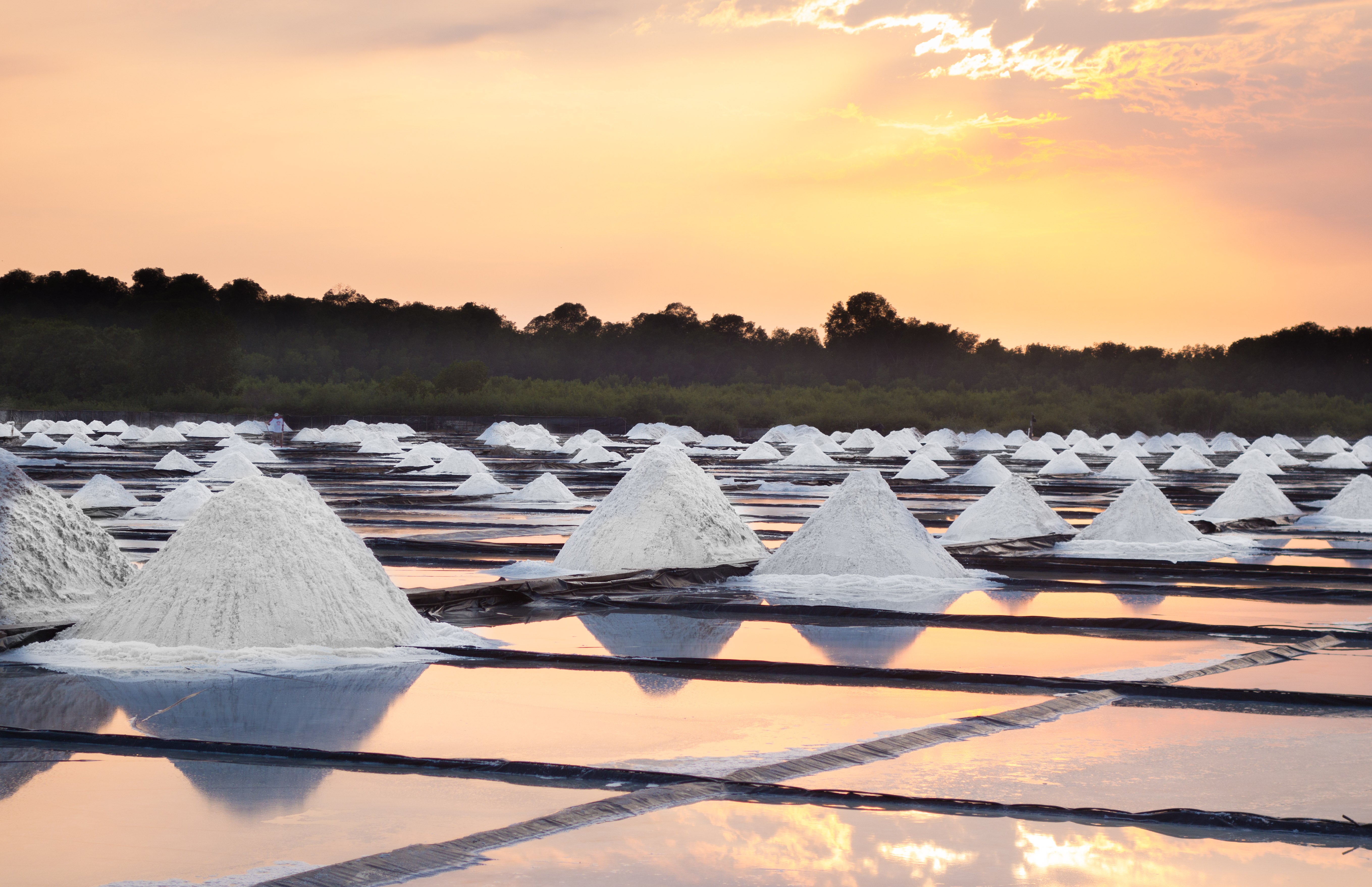 Guatemala salt farm at sunrise