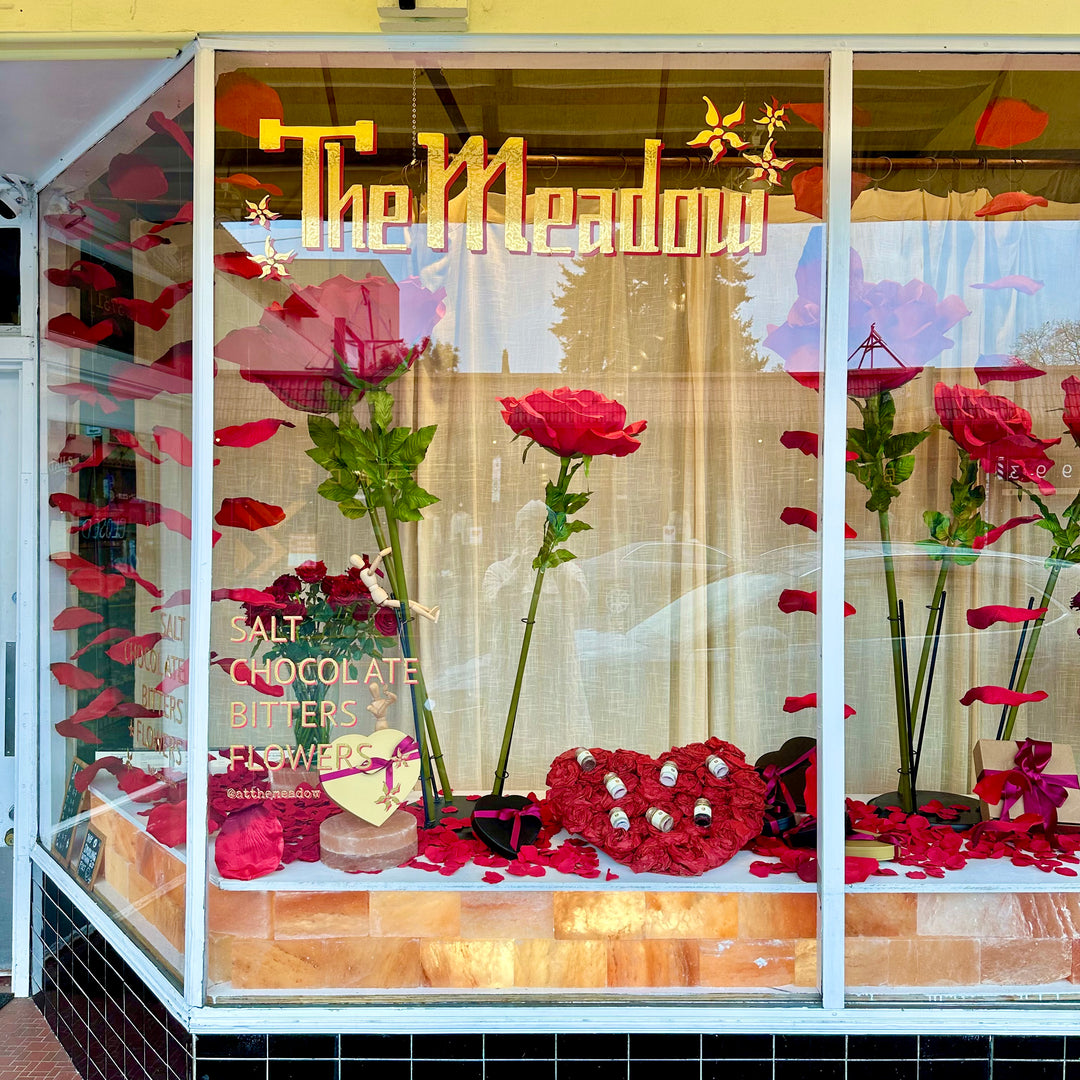 Hawthorne shop window with valentine's decorations