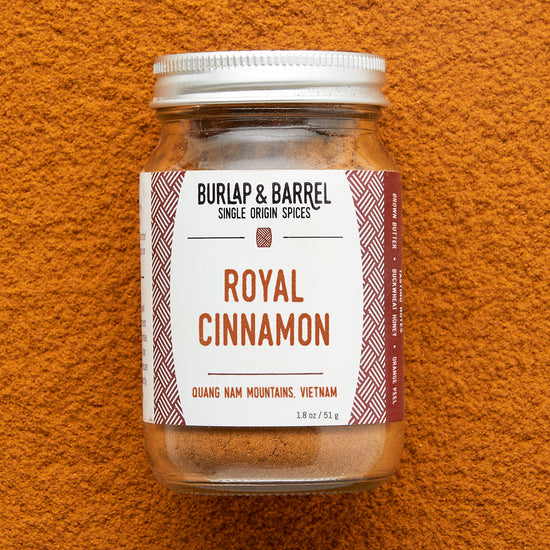 burlap and barrel royal cinnamon on a bed of cinnamon
