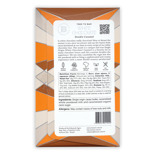 Image of the back of Baiani Double Caramel White Chocolate