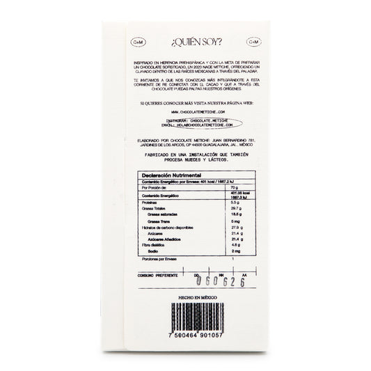Metiche 67% "Don Eder" Dark Chocolate back