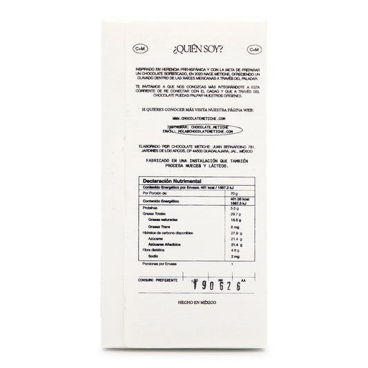 Metiche 50% Dark Chocolate with Coconut Milk back