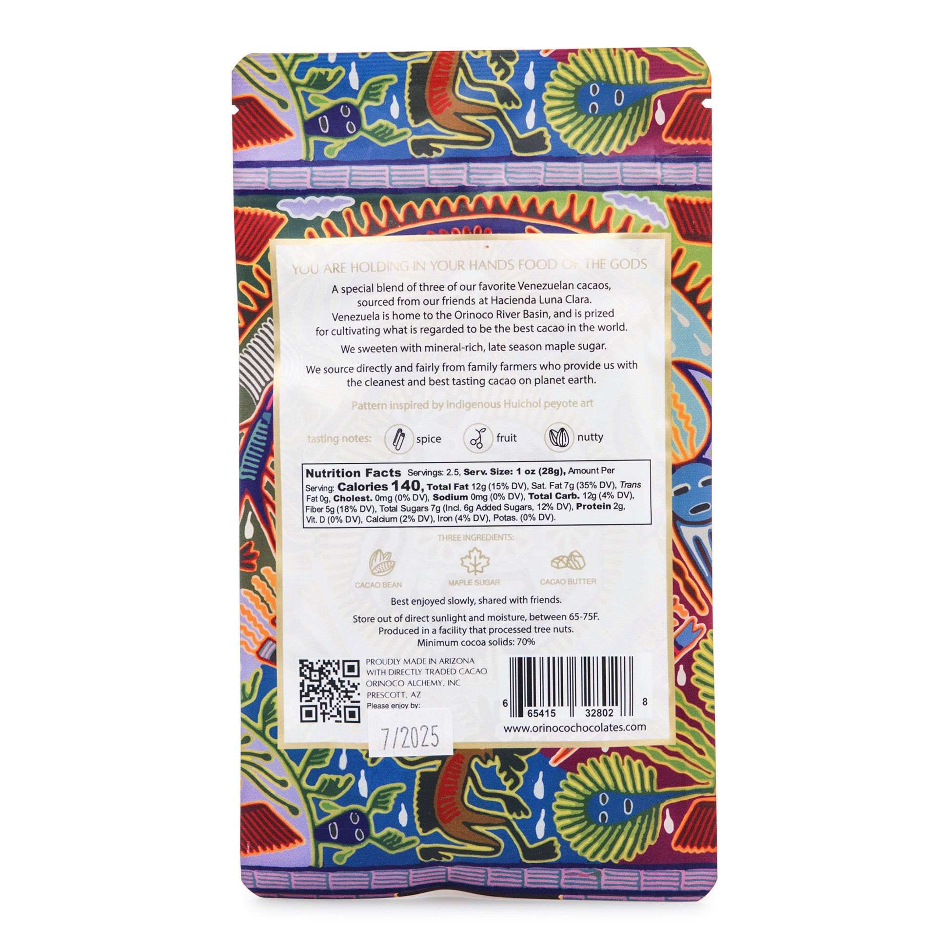 Orinoco Chocolate Co. Orinoco N. 3 70% Dark Chocolate back