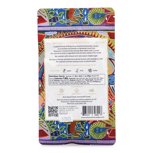 Orinoco Chocolate Co. Orinoco N. 3 70% Dark Chocolate back