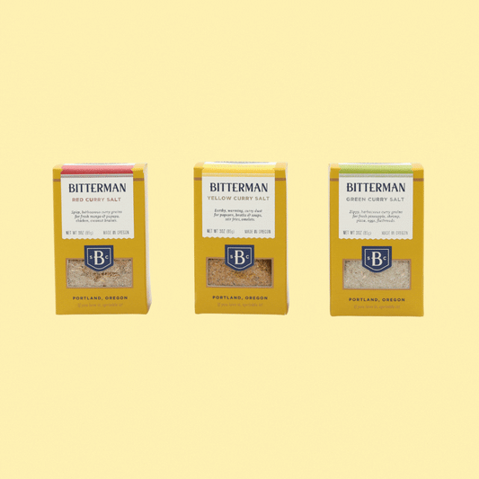 GIF of three curry salts dancing on yellow background