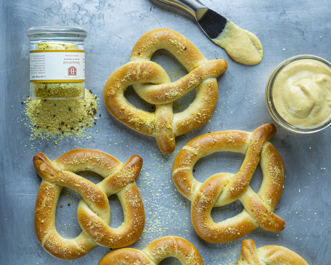 mustard salt and pretzel