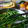 green beans and pink salt and oranges