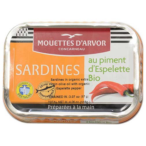 image of Les Mouettes d'Arvor Small Sardines in EVOO with Espelette Pepper