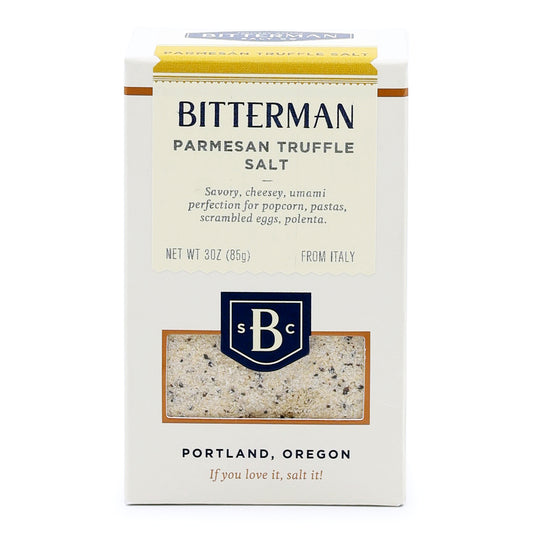 Bitterman Parmesan Truffle Salt in 3oz box on a white background