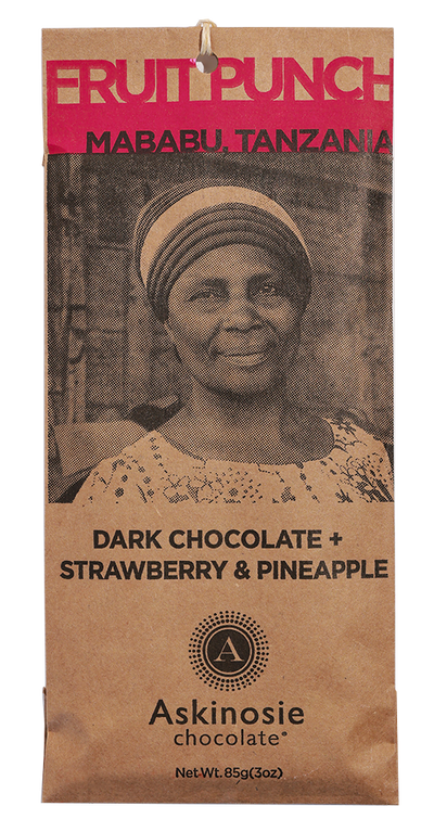 Askinosie 52%  Dark Chocolate with Pineapple and Strawberry