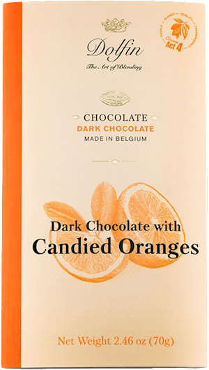 Dolfin 52% Dark Chocolate with Candied Orange Peel