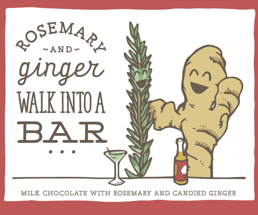 Only Child Rosemary and Ginger Walk into a Bar Milk Chocolate with Rosemary and Candied Ginger
