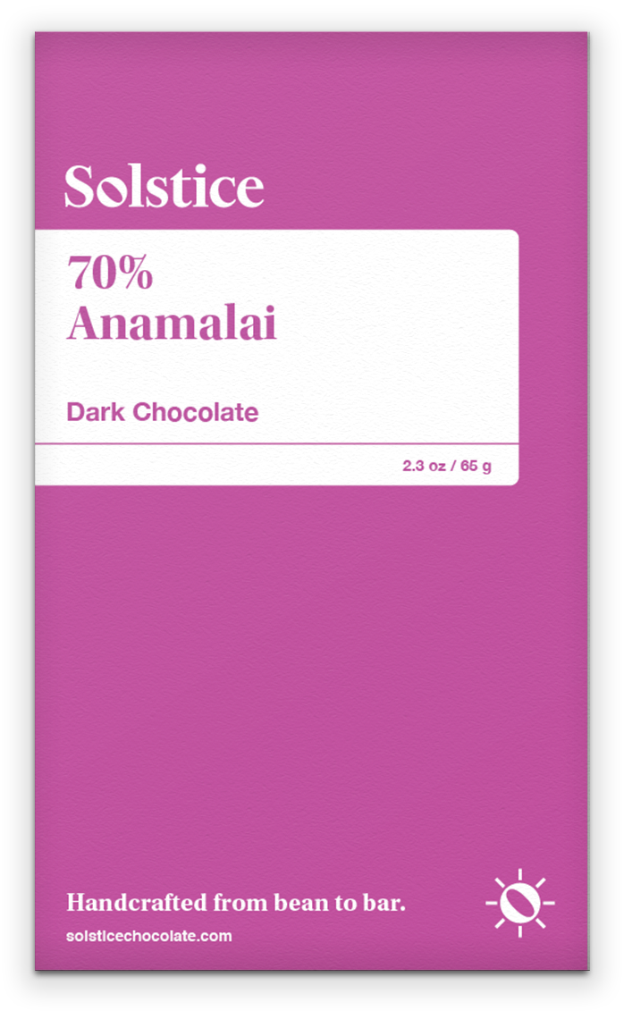 Solstice India Anamalai 70% Dark Chocolate