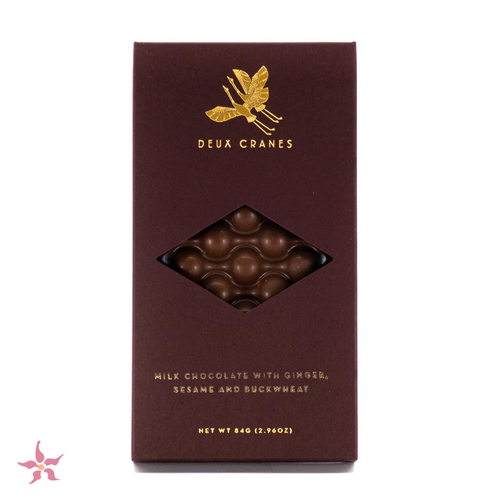 Deux Cranes Milk Chocolate With Ginger, Sesame, and Buckwheat