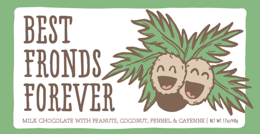 Only Child Best Fronds Forever Milk Chocolate with Peanuts, Coconut, Fennel and Cayenne