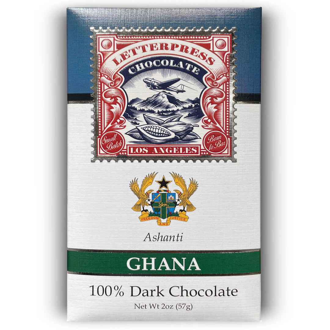 LetterPress Chocolate Ghana Ashanti 100% Dark Chocolate