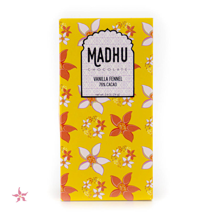 Madhu Chocolate 76% Dark Chocolate with Vanilla Fennel