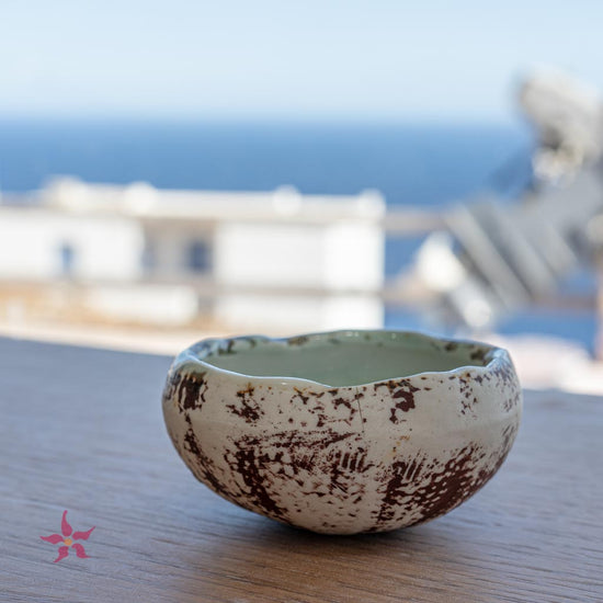 sea urchin salt cellar made by sifnos stoneware in sifnos, greece